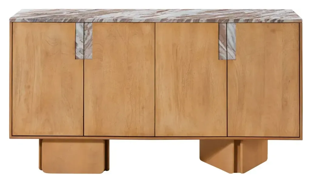 Massivmoebel24 Sideboard LUGANO, Mangoholz beige lackiert