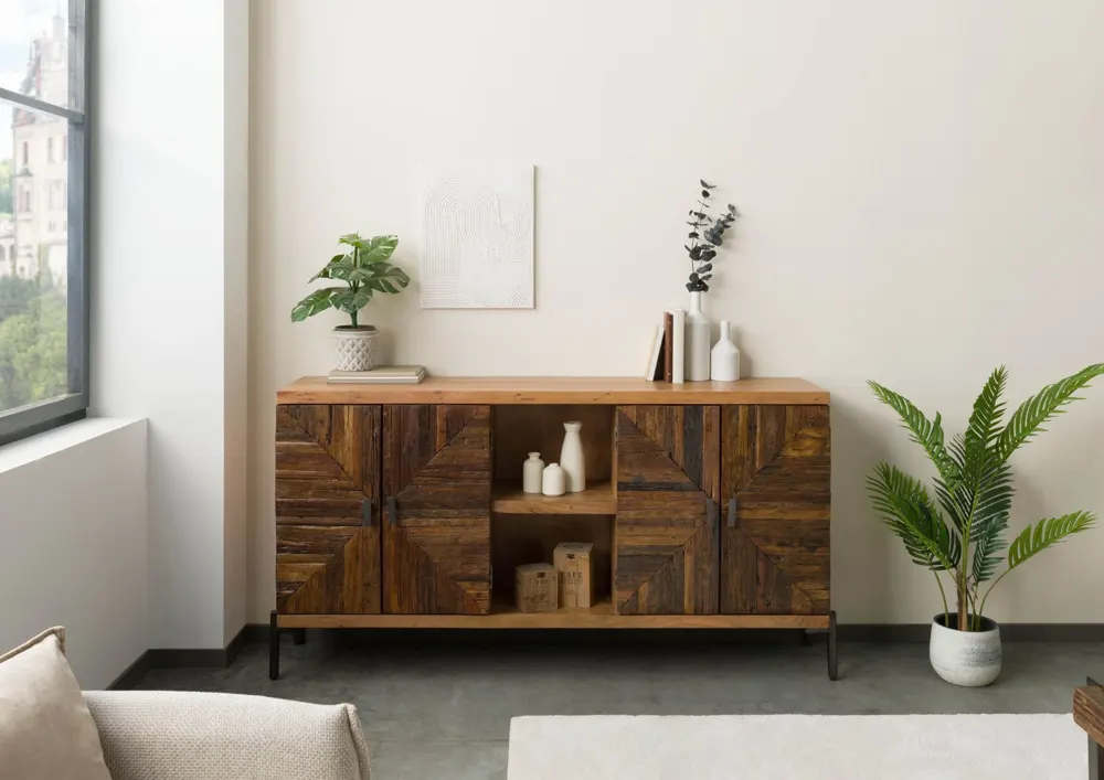 Massivmoebel24 Sideboard LYON, Akazie natur lackiert