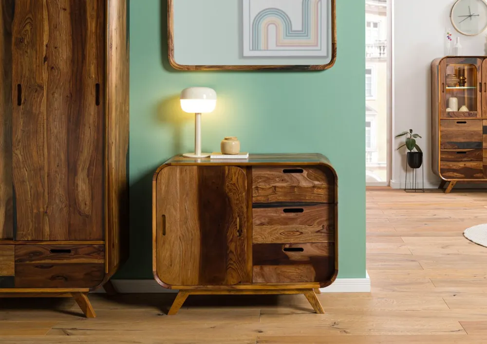 Massivmoebel24 Sideboard MAILAND, Sheesham dunkelbraun
