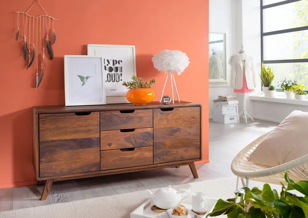 Massivmoebel24 Sideboard MALMÖ 2, Sheesham walnuss gewachst