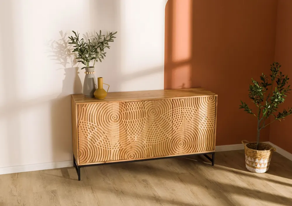 Massivmoebel24 Sideboard MARRAKESCH, Akazie natur lackiert 2