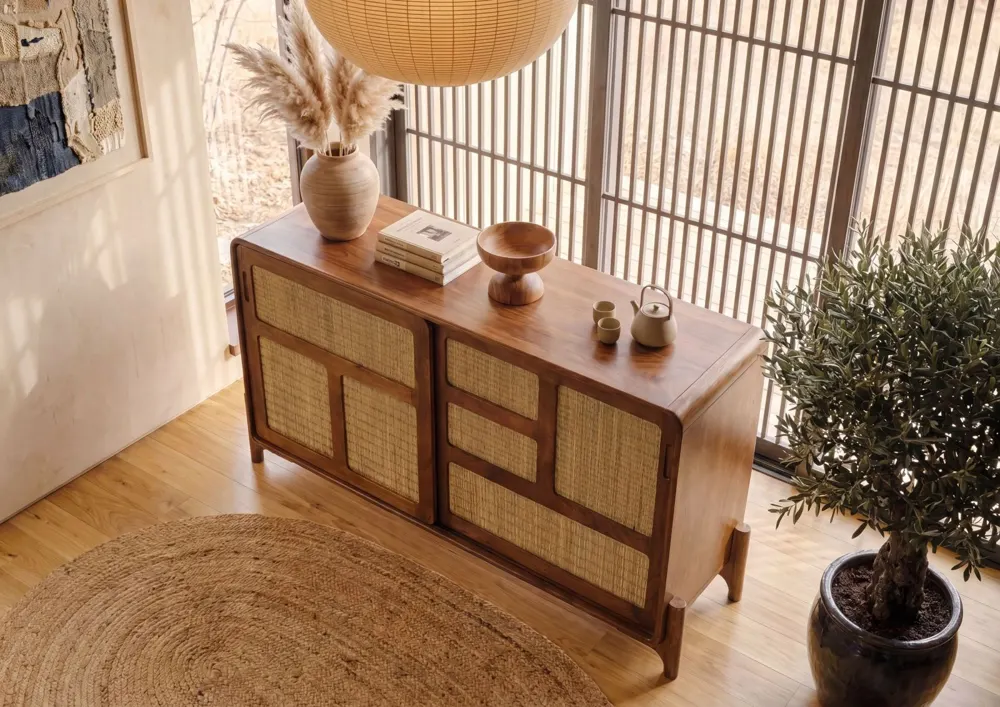 Massivmoebel24 Sideboard MIZUMI, Mango hellbraun lackiert 3