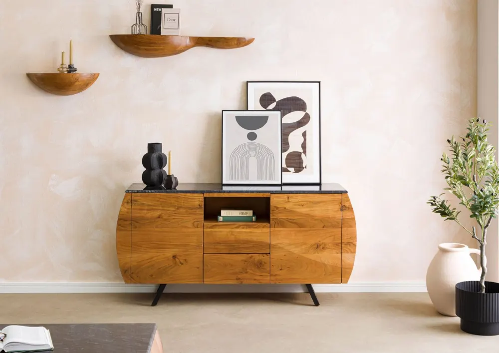 Massivmoebel24 Sideboard MONTREAL, Akazie natur lackiert