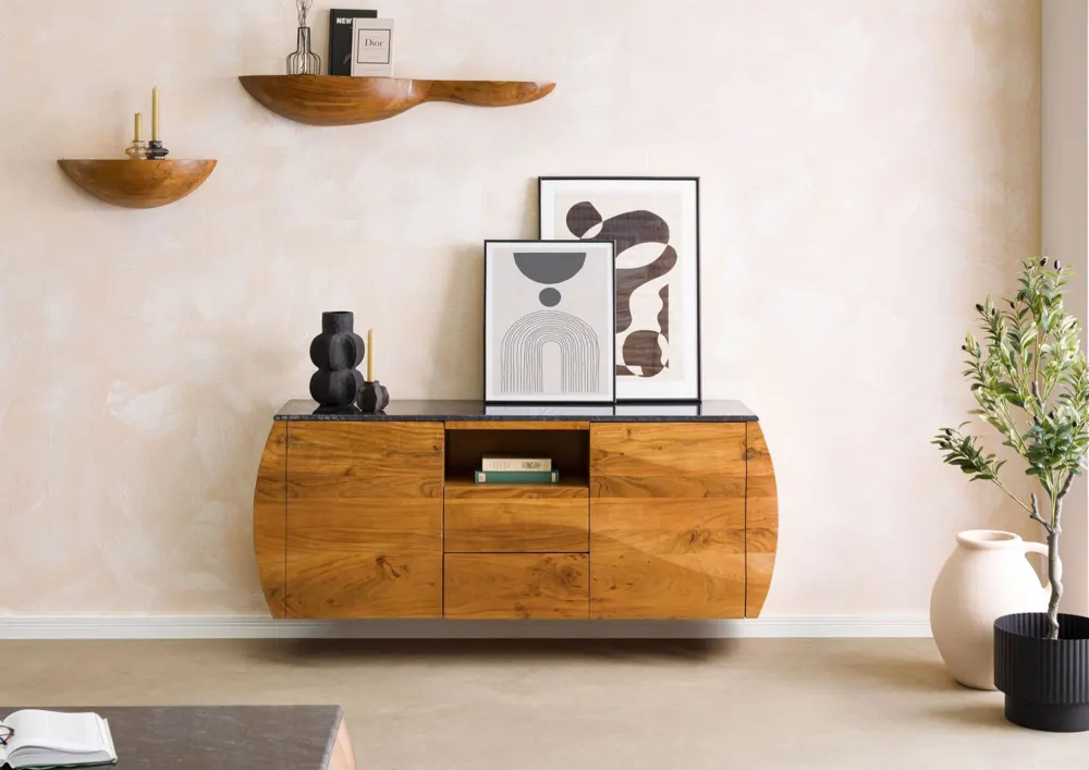 Massivmoebel24 Sideboard MONTREAL, Akazie natur lackiert 2