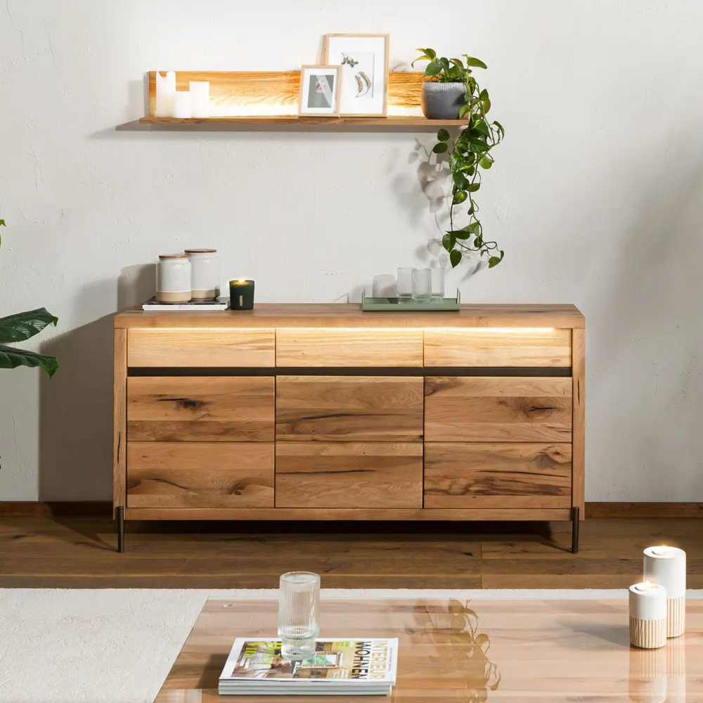 Massivmoebel24 Sideboard MONTREUX LUX, Wild-/Zerreiche natur