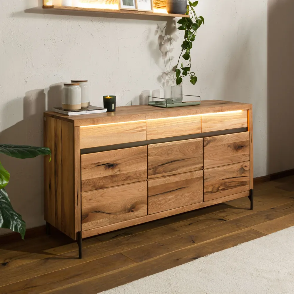 Massivmoebel24 Sideboard MONTREUX LUX, Wild-/Zerreiche natur 2