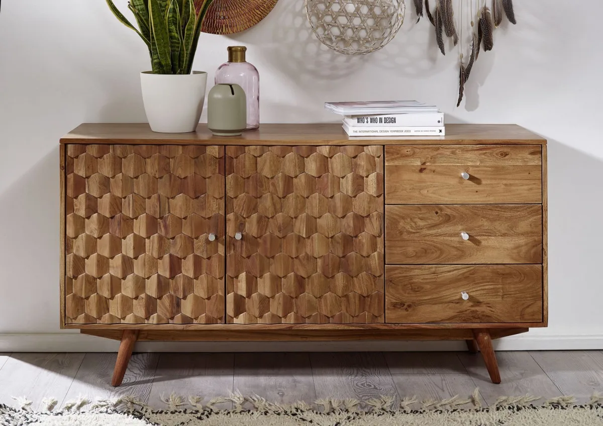 Massivmoebel24 Sideboard MOSAYK, Akazie natur lackiert 3
