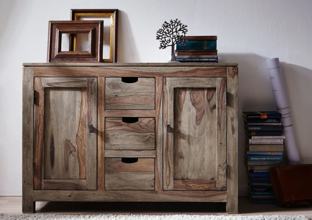 Massivmoebel24 Sideboard NATURE GREY, Sheesham grau geölt 2