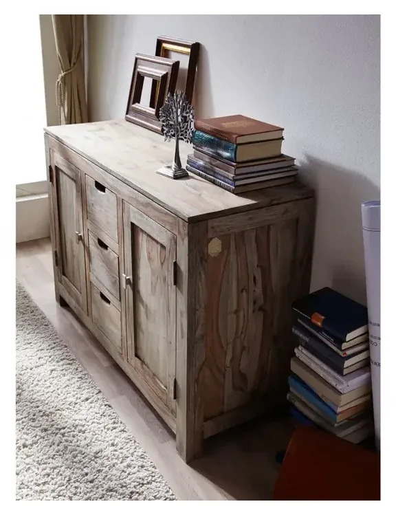 Massivmoebel24 Sideboard NATURE GREY, Sheesham grau geölt 3