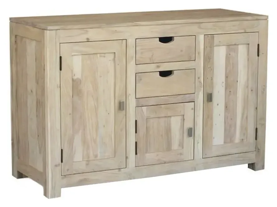 Massivmoebel24 Sideboard NATURE WHITE, Akazie getüncht