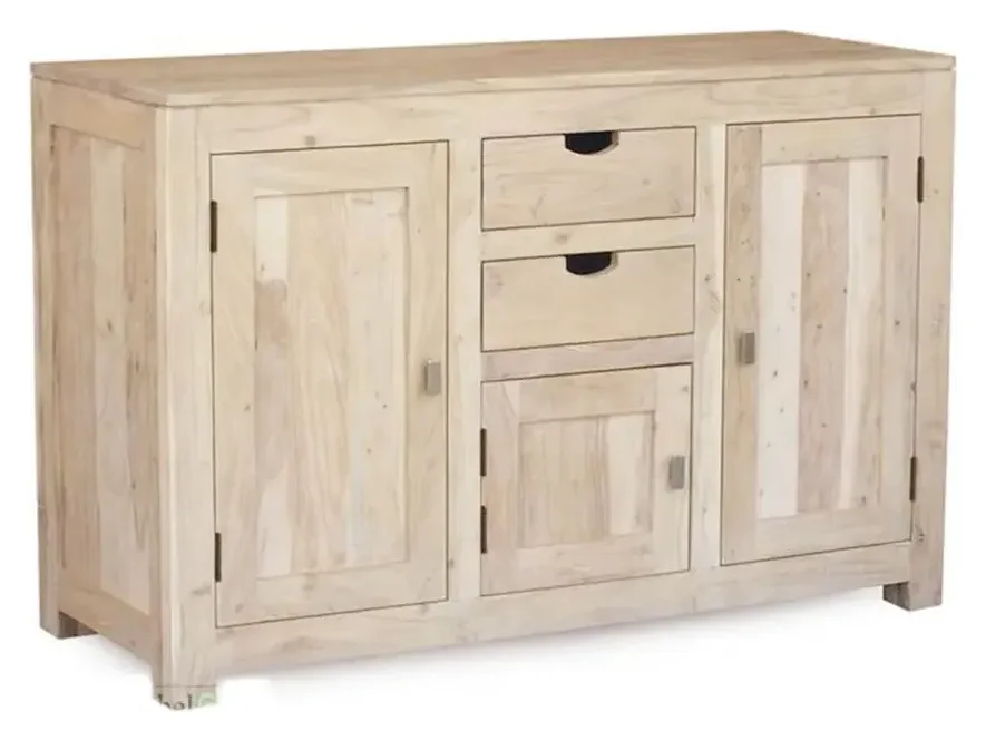 Massivmoebel24 Sideboard NATURE WHITE, Akazie getüncht 3