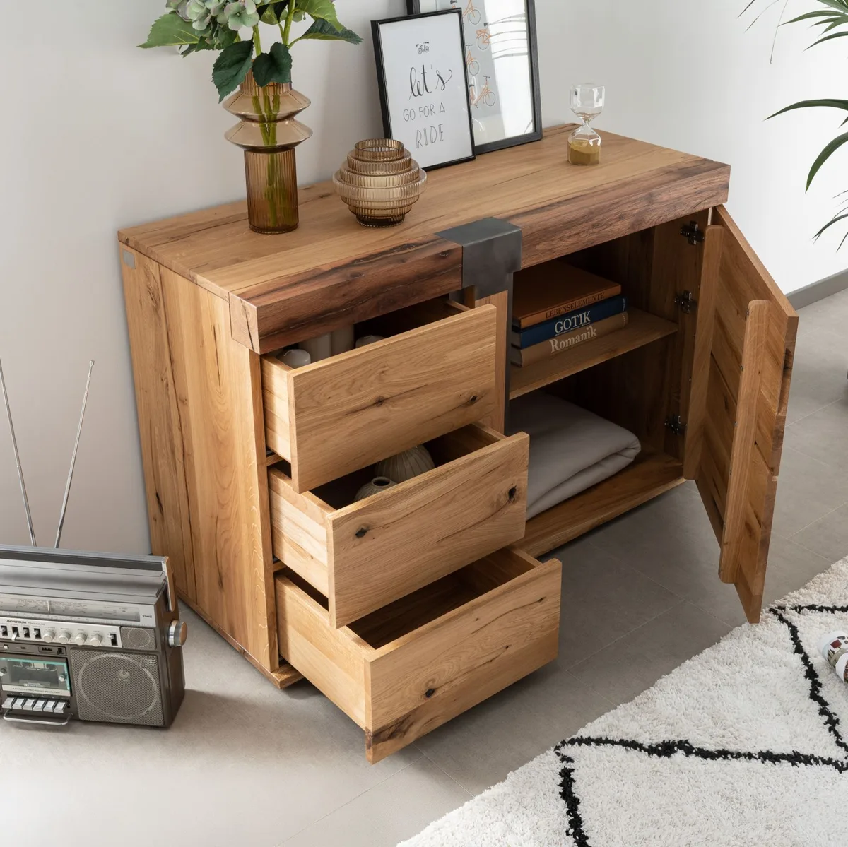 Massivmoebel24 Sideboard NEW AMSTERDAM, Wildeiche natur 3
