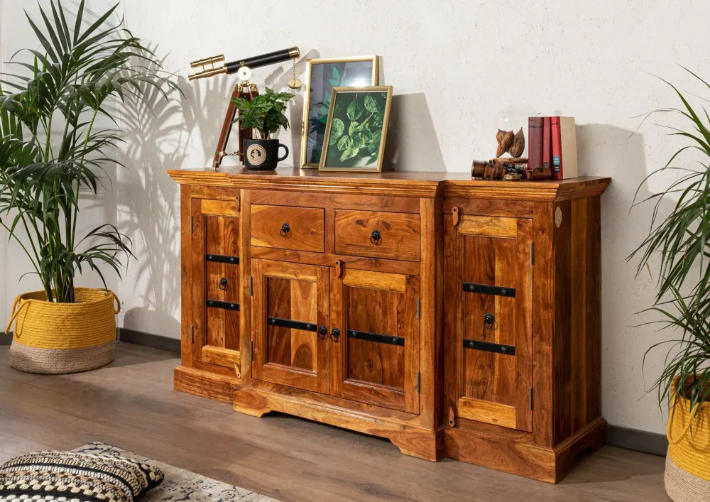 Massivmoebel24 Sideboard OXFORD, Akazie honig lackiert