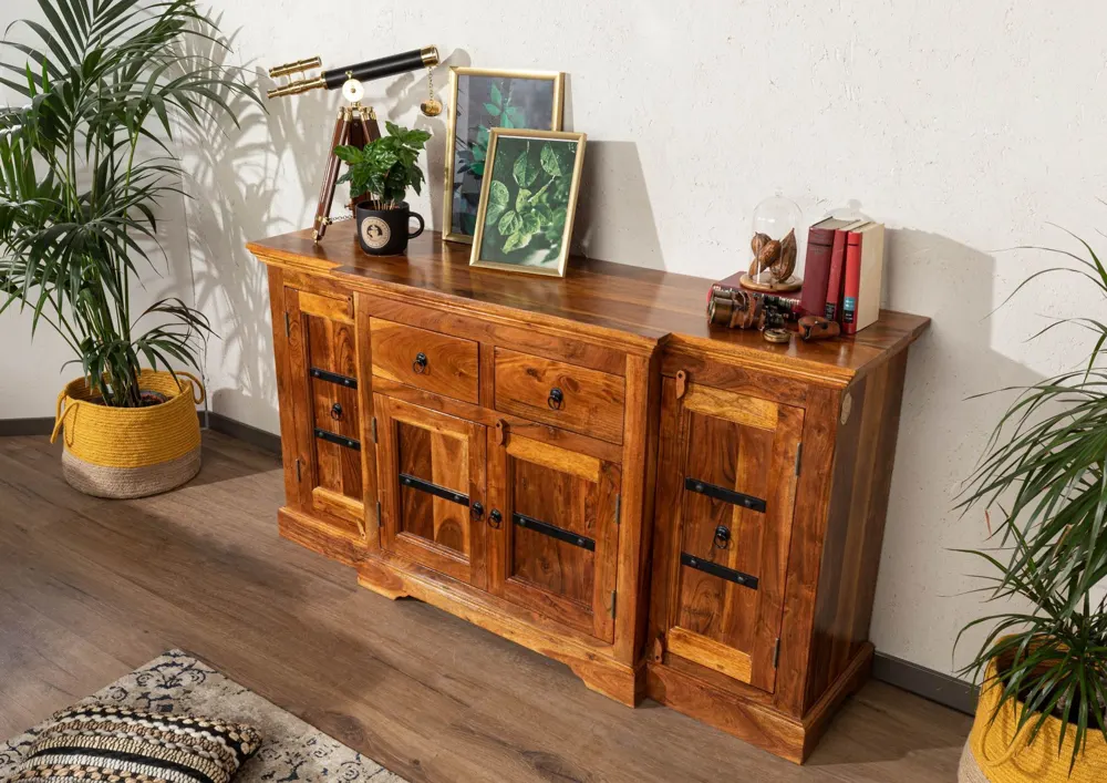 Massivmoebel24 Sideboard OXFORD, Akazie honig lackiert 2