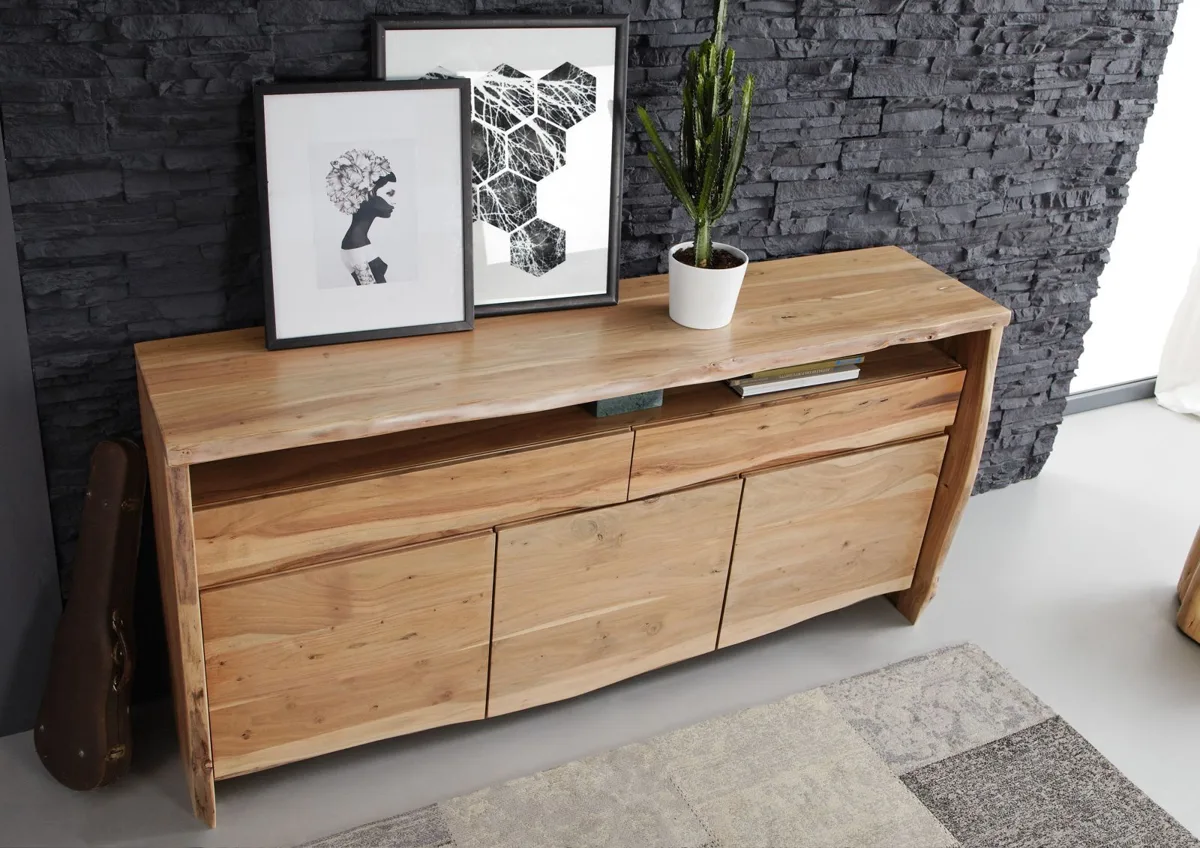 Massivmoebel24 Sideboard PURE ACACIA, Akazie natur lackiert 2