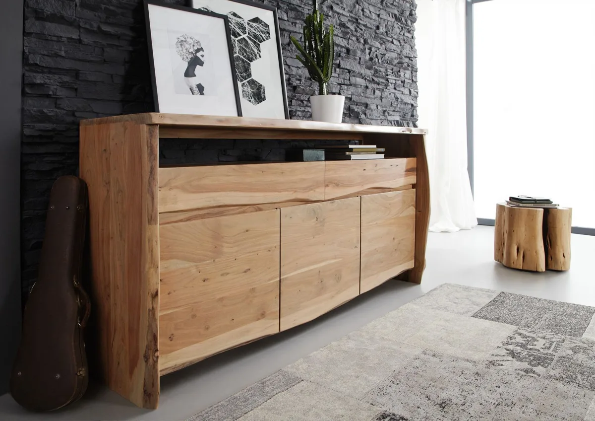 Massivmoebel24 Sideboard PURE ACACIA, Akazie natur lackiert 4