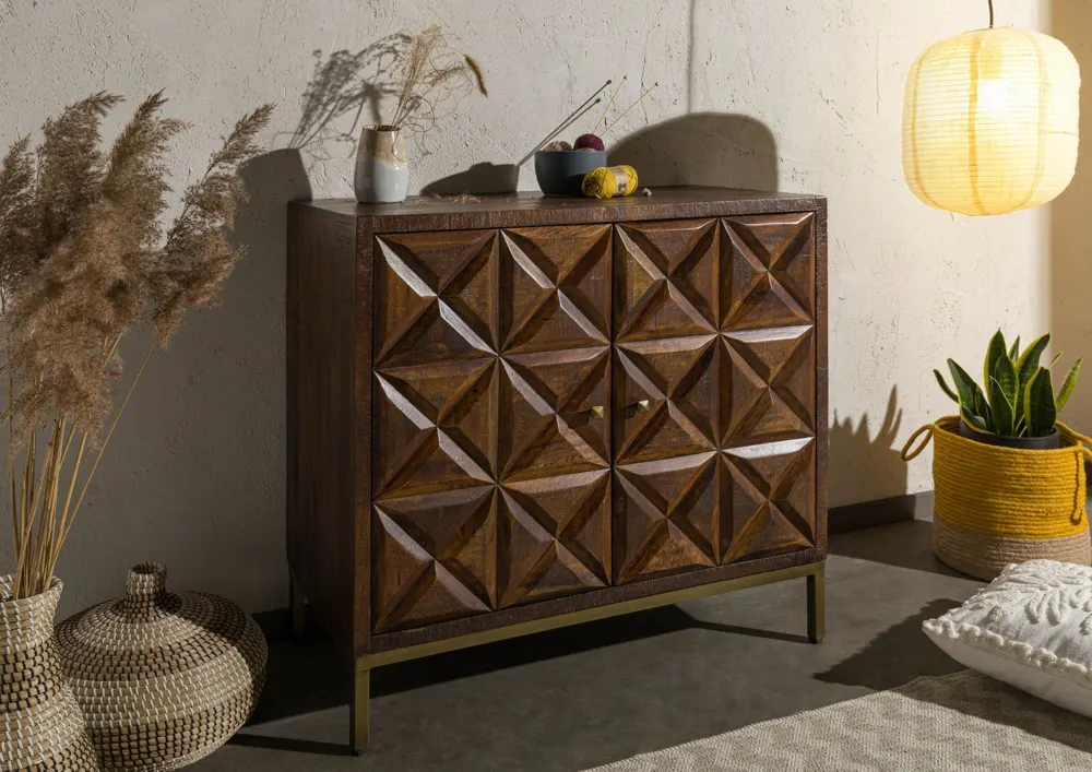 Massivmoebel24 Sideboard STILMÖBEL, Mangoholz braun lackiert