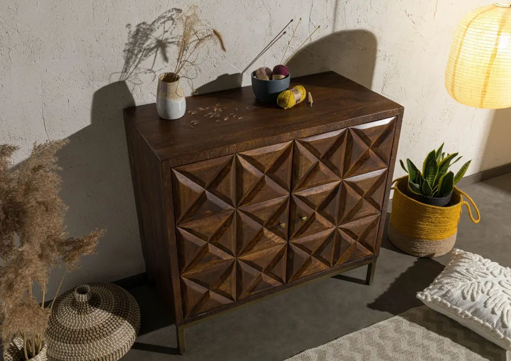 Massivmoebel24 Sideboard STILMÖBEL, Mangoholz braun lackiert 2