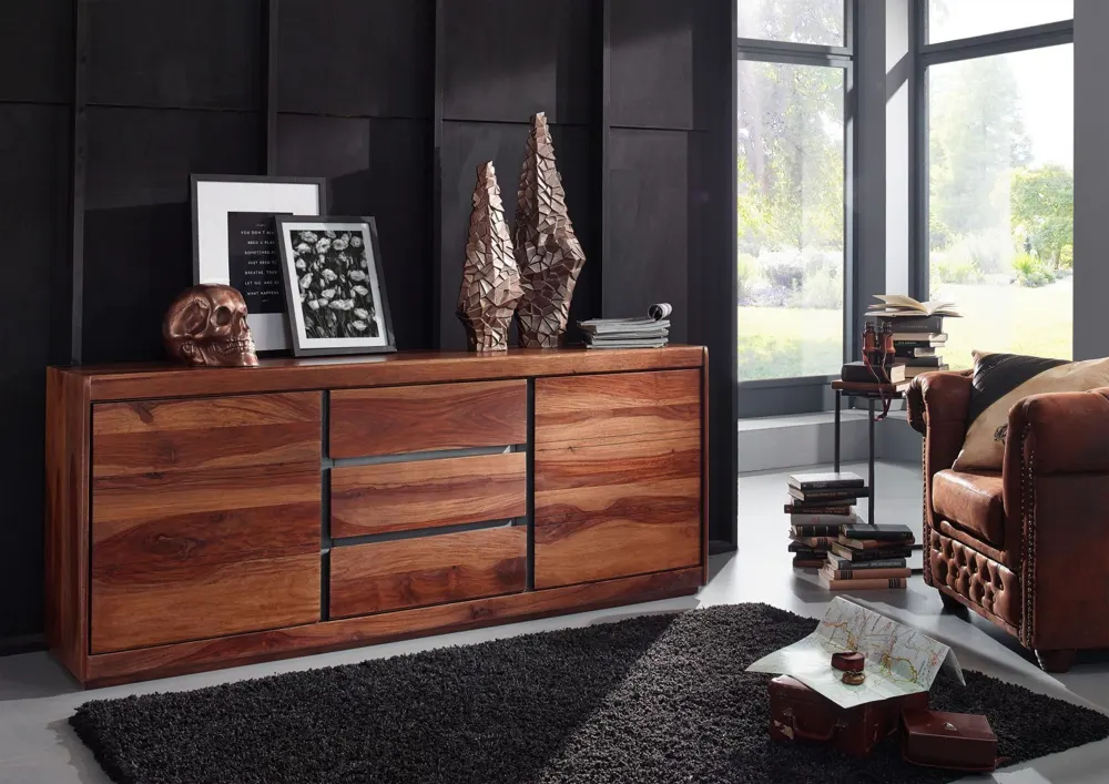 Massivmoebel24 Sideboard SYDNEY, Sheesham lackiert