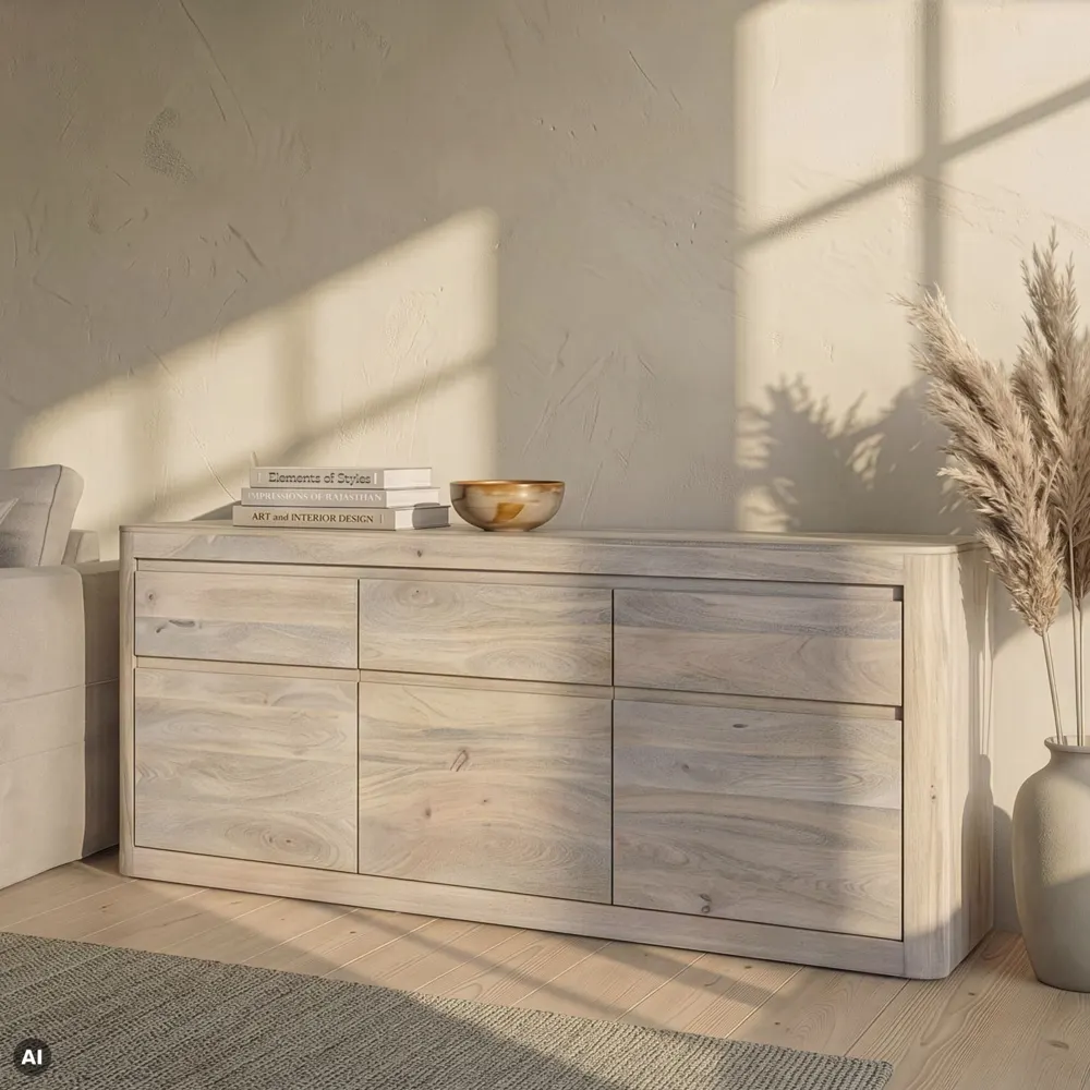 Massivmoebel24 Sideboard TORONTO, Mango weiß lackiert 2
