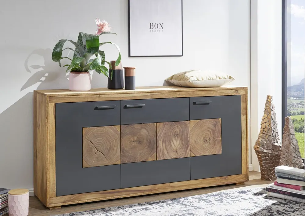 Massivmoebel24 Sideboard TURIN, Sheesham gebeizt