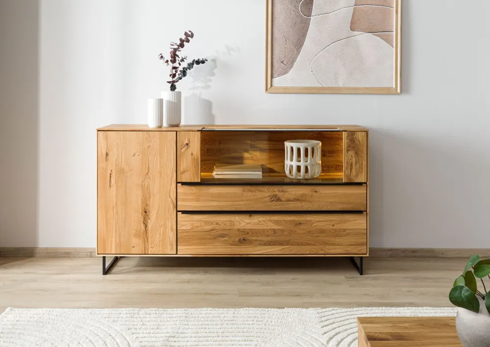 Massivmoebel24 Sideboard WIEN, Wildeiche natur geölt
