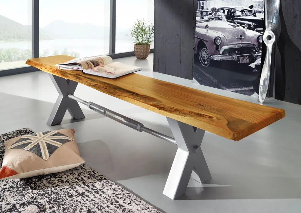 Massivmoebel24 Sitzbank IRON LABEL, Akazie natur lackiert