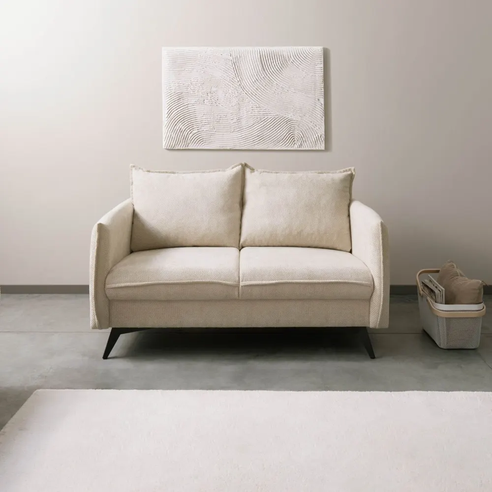 Massivmoebel24 Sofa 2-Sitzer OLIVIA, Chenille beige 2