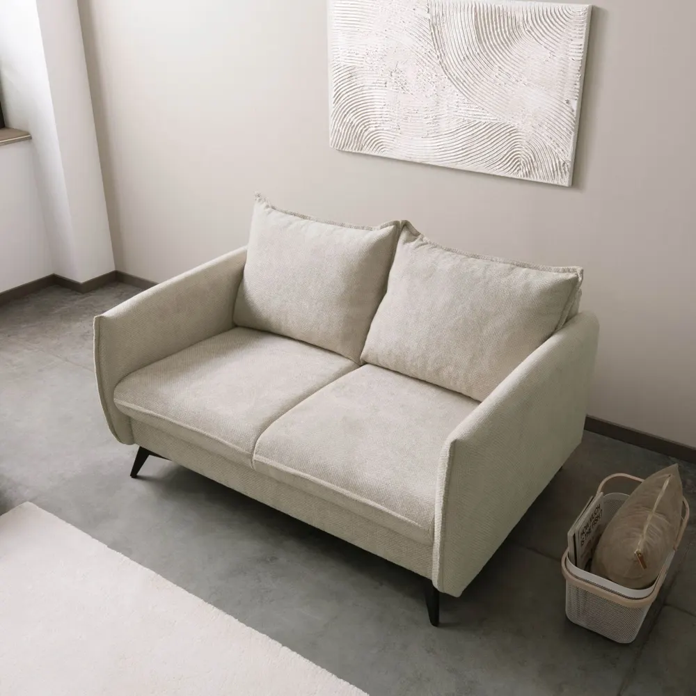 Massivmoebel24 Sofa 2-Sitzer OLIVIA, Chenille beige 3
