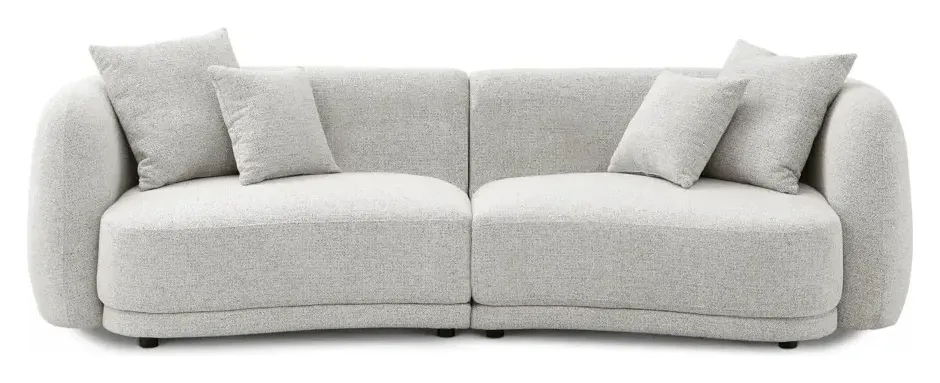 Massivmoebel24 Sofa LUCA, 2-Sitzer Bouclé hellgrau meliert