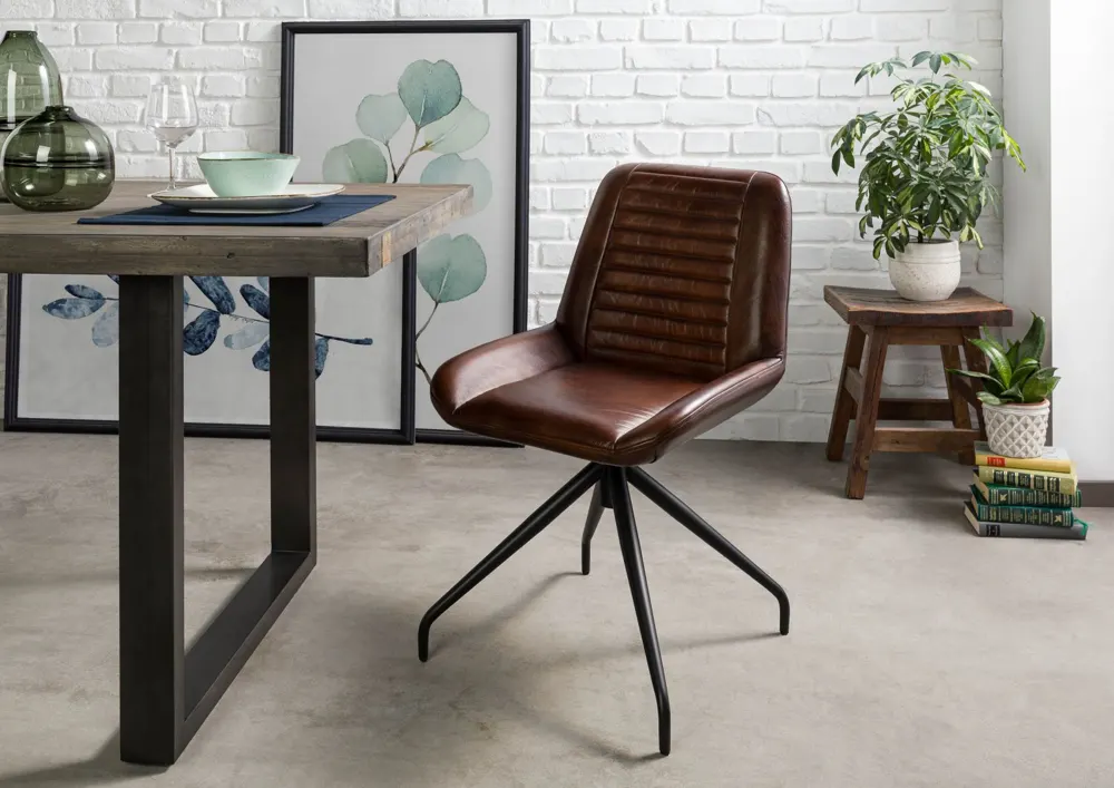 Massivmoebel24 Stuhl IRON LABEL #109, Echtleder braun