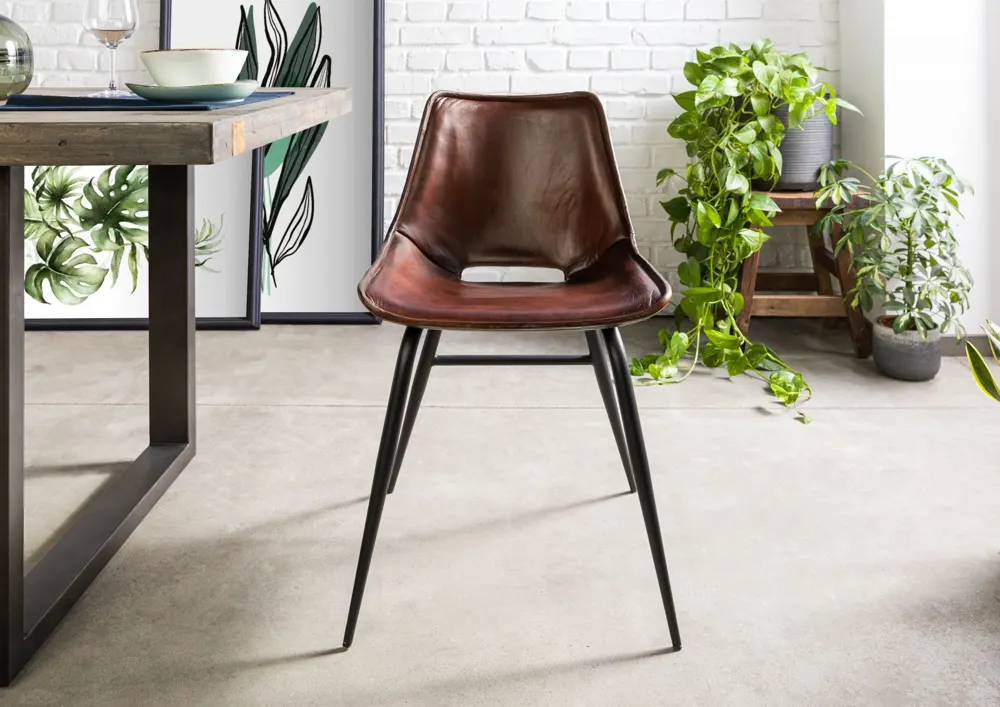 Massivmoebel24 Stuhl IRON LABEL #22, Echtleder braun 3