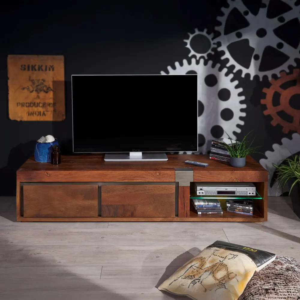 Massivmoebel24 TV-Board AMSTERDAM, Mango braun lackiert