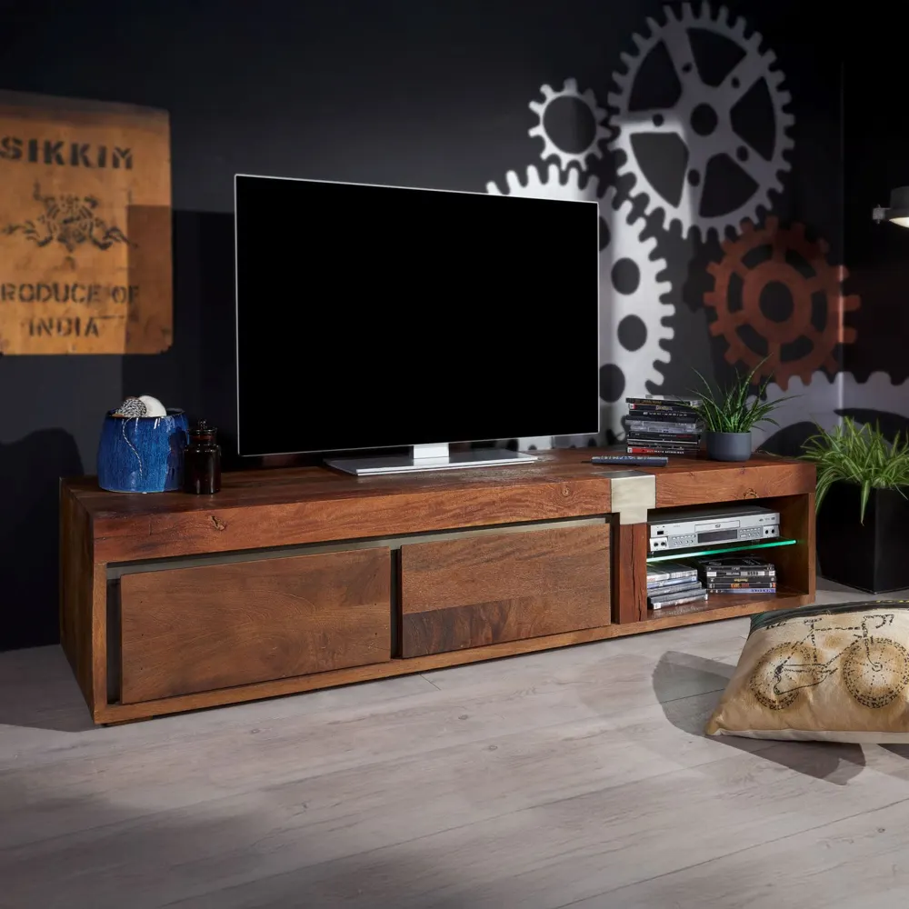 Massivmoebel24 TV-Board AMSTERDAM, Mango braun lackiert 2