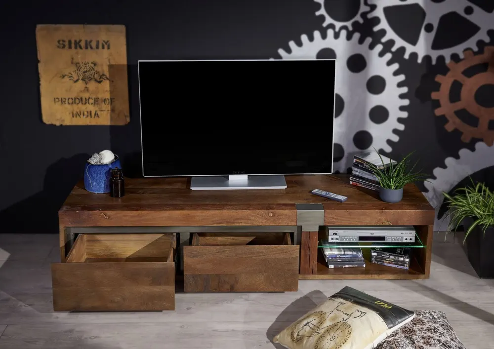 Massivmoebel24 TV-Board AMSTERDAM, Mango braun lackiert 3