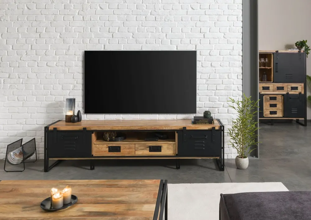 Massivmoebel24 TV-Board BLACKBURN, Mango natur lackiert
