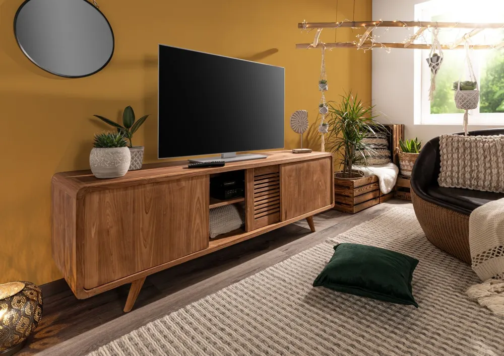 Massivmoebel24 TV-Board BUTON, Teak-Altholz natur