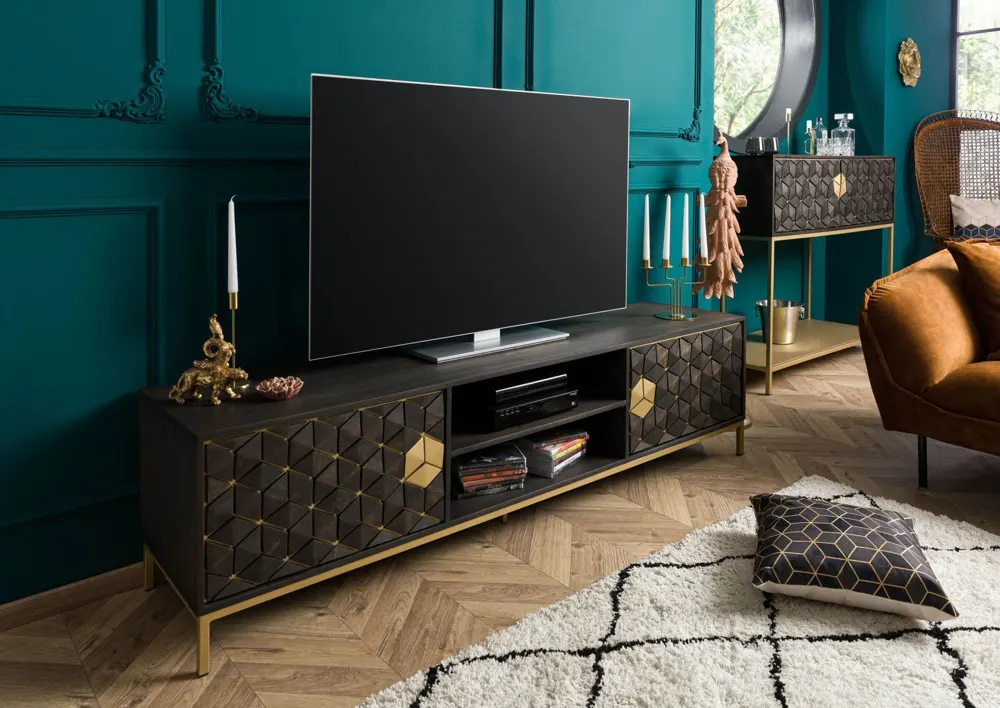 Massivmoebel24 TV-Board DIAMOND, Mango grau geölt 2
