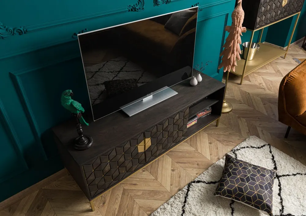 Massivmoebel24 TV-Board DIAMOND, Mango grau geölt 2