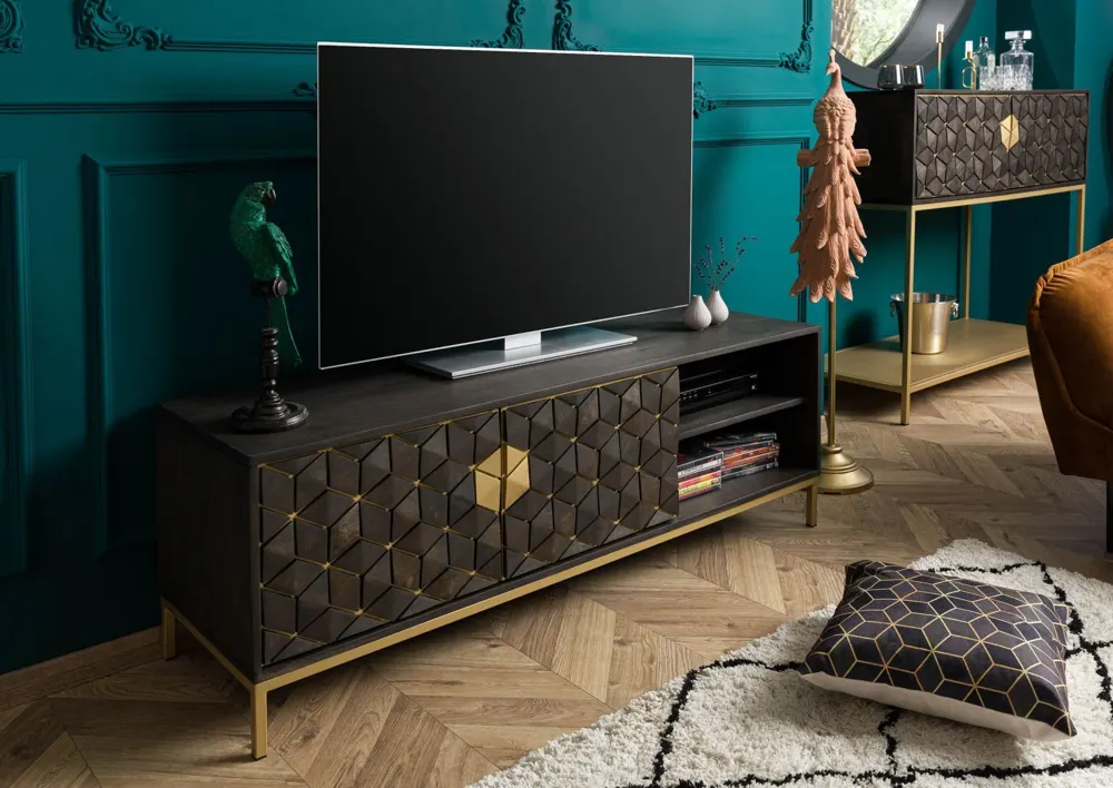 Massivmoebel24 TV-Board DIAMOND, Mango grau geölt 3