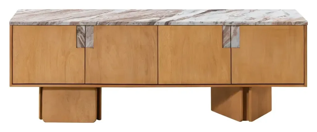 Massivmoebel24 TV-Board LUGANO, Mango beige lackiert