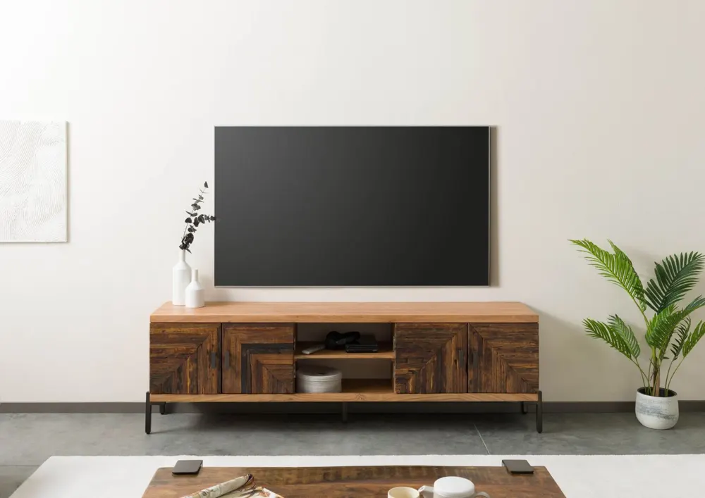 Massivmoebel24 TV-Board LYON, Akazie und Altholz natur