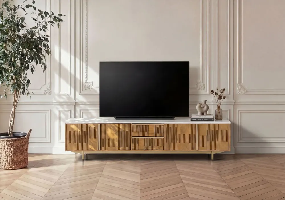Massivmoebel24 TV-Board MIAMI, Mango hellbraun geölt