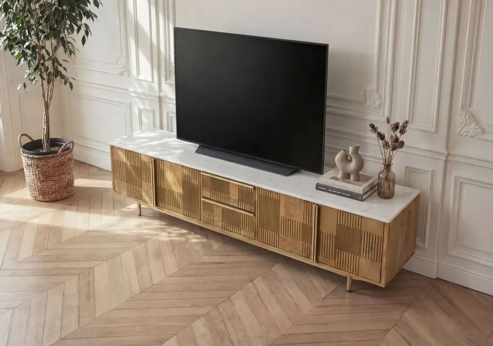 Massivmoebel24 TV-Board MIAMI, Mango hellbraun geölt 2
