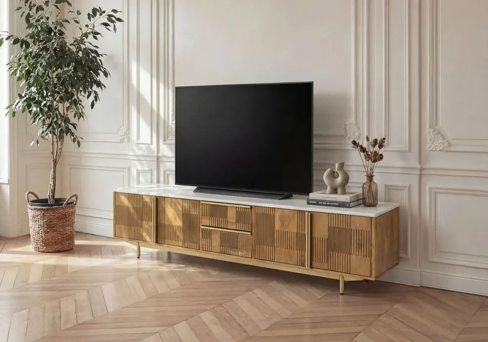 Massivmoebel24 TV-Board MIAMI, Mango hellbraun geölt 3