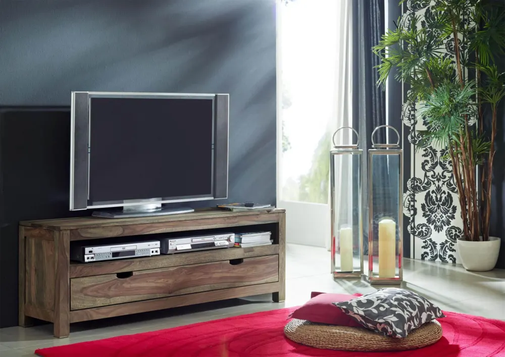 Massivmoebel24 TV-Board NATURE GREY, Sheesham grau geölt