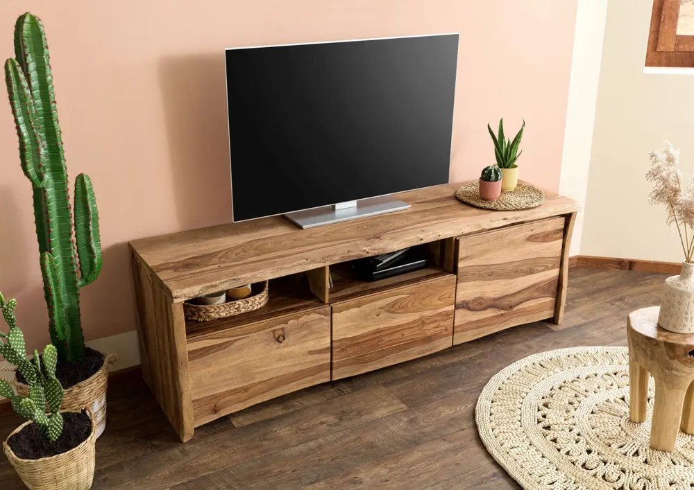 Massivmoebel24 TV-Board PURE SHEESHAM, Sheesham natur 2
