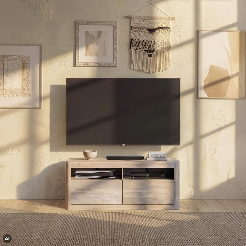 Massivmoebel24 TV-Board TORONTO, Mango weiß lackiert