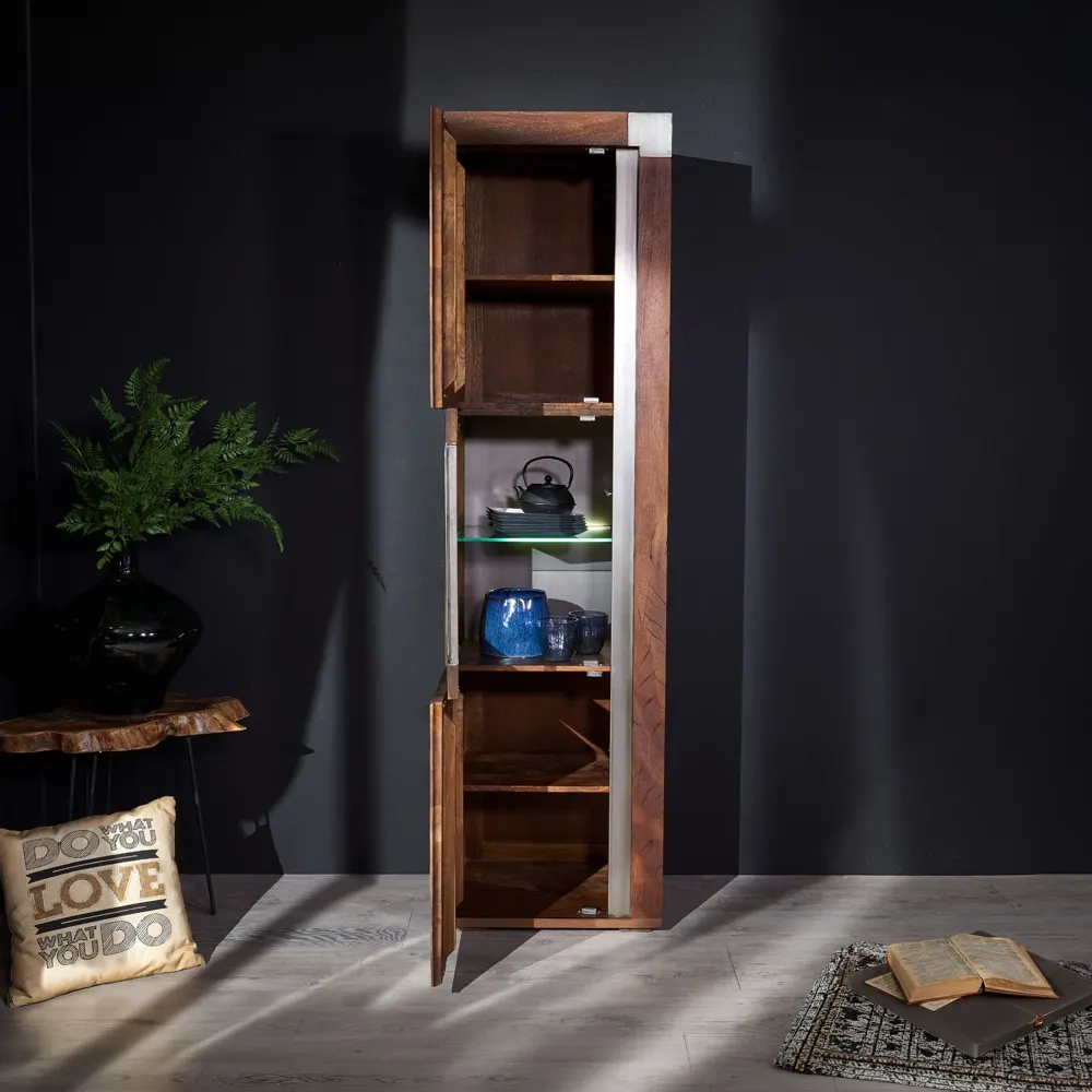 Massivmoebel24 Vitrine AMSTERDAM, Mangoholz braun lackiert 3