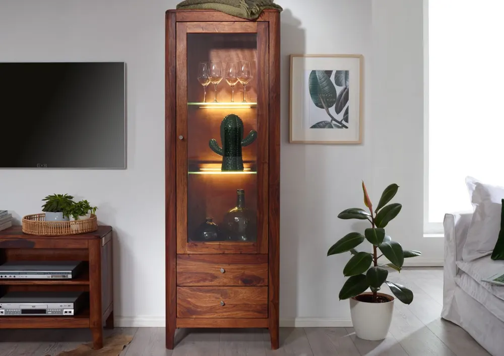 Massivmoebel24 Vitrine BROOKLYN, Sheesham walnuss geölt 3